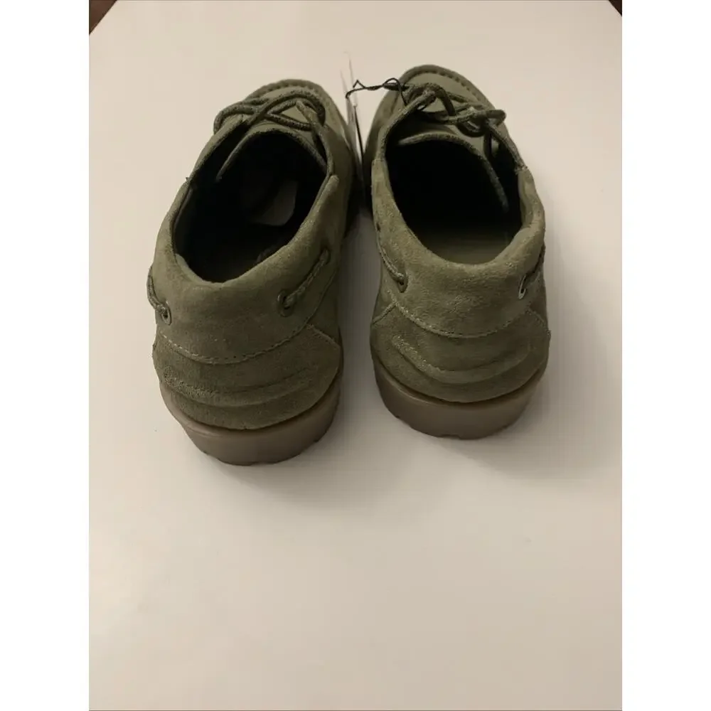ZARA Boys Suede Moc Toe Shoes Green Lace Up Youth Size 3.5 EU 35 NWT